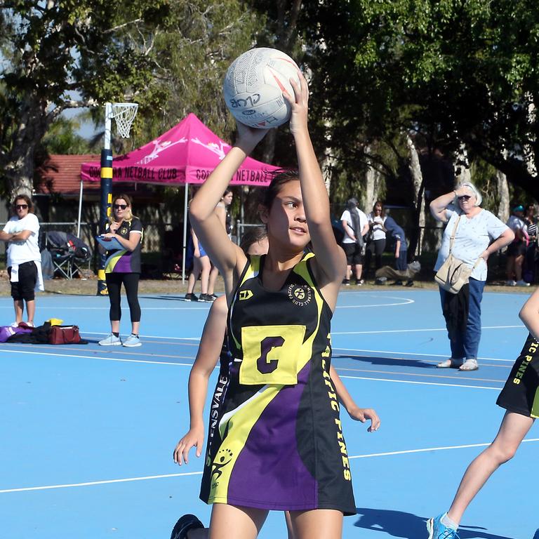 Netball at Runaway bay. Photo of Senior Intermediate Div 2 matches. Photo by Richard Gosling