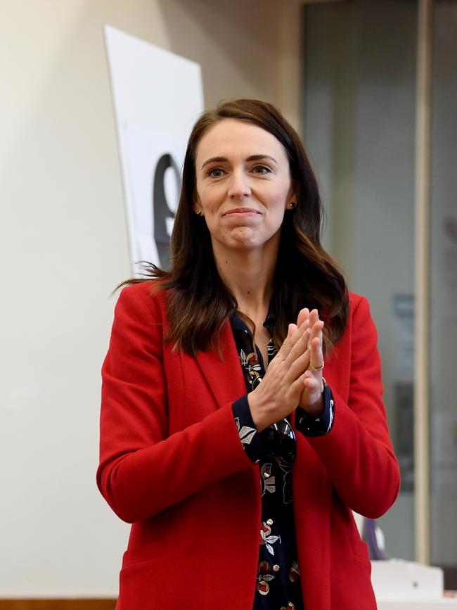 Jacinda Ardern votes at the Mt Eden War Memorial Hall on October 3.