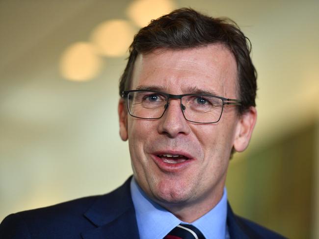 Minister for Human Services Alan Tudge at a press conference at Parliament House in Canberra, Thursday, May 11, 2017. (AAP Image/Mick Tsikas) NO ARCHIVING