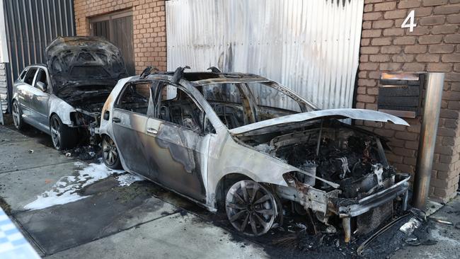 A building in Oakleigh South where several cars have been set on fire. Picture: David Crosling