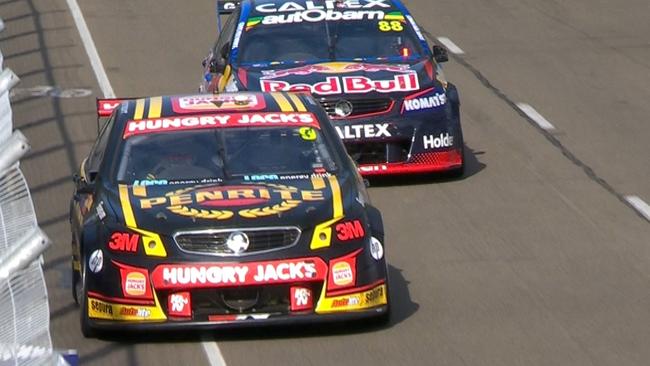 David Reynolds fought off Jamie Whincup to take third in Race 29.