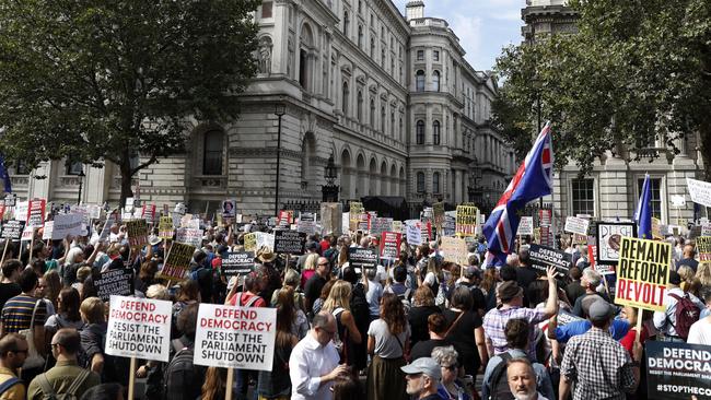 Thousands protested against the suspensions of parliament. Picture: AP.