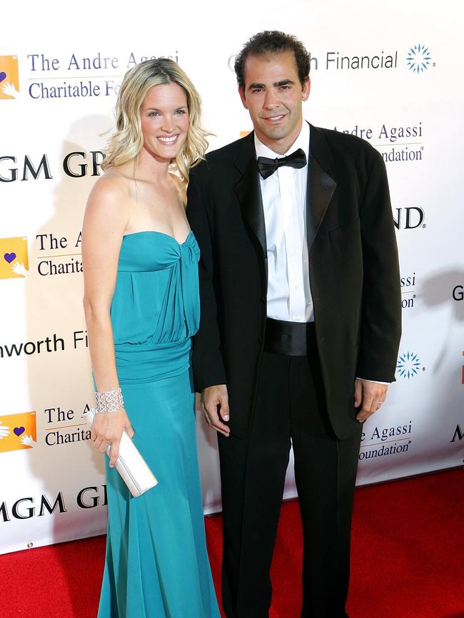 Actress Bridgette Wilson and tennis player Pete Sampras. Photo by Ethan Miller/Getty Images)