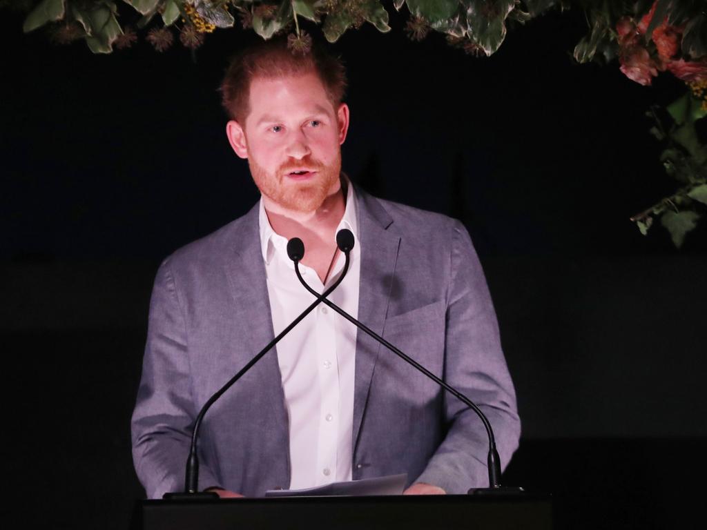 Prince Harry pictured during his speech at The Ivy in London. Picture: Chris Jackson/Getty Images for Sentebale