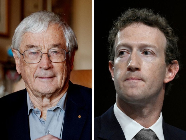 Retail magnate Dick Smith and Meta chief executive Mark Zuckerberg