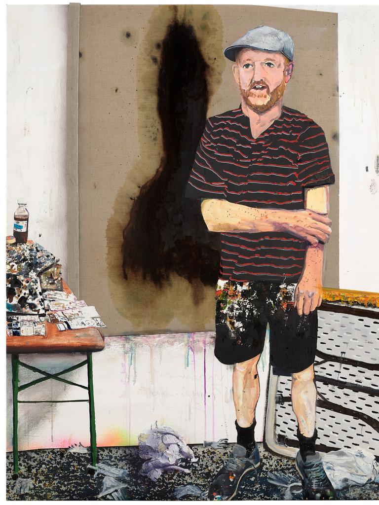 William Mackinnon’s 'Rich Lewer, friend and rival in sport and art', acrylic, oil, automotive spray and glitter on linen, 159 x 129cm. Sitter: Richard Lewer