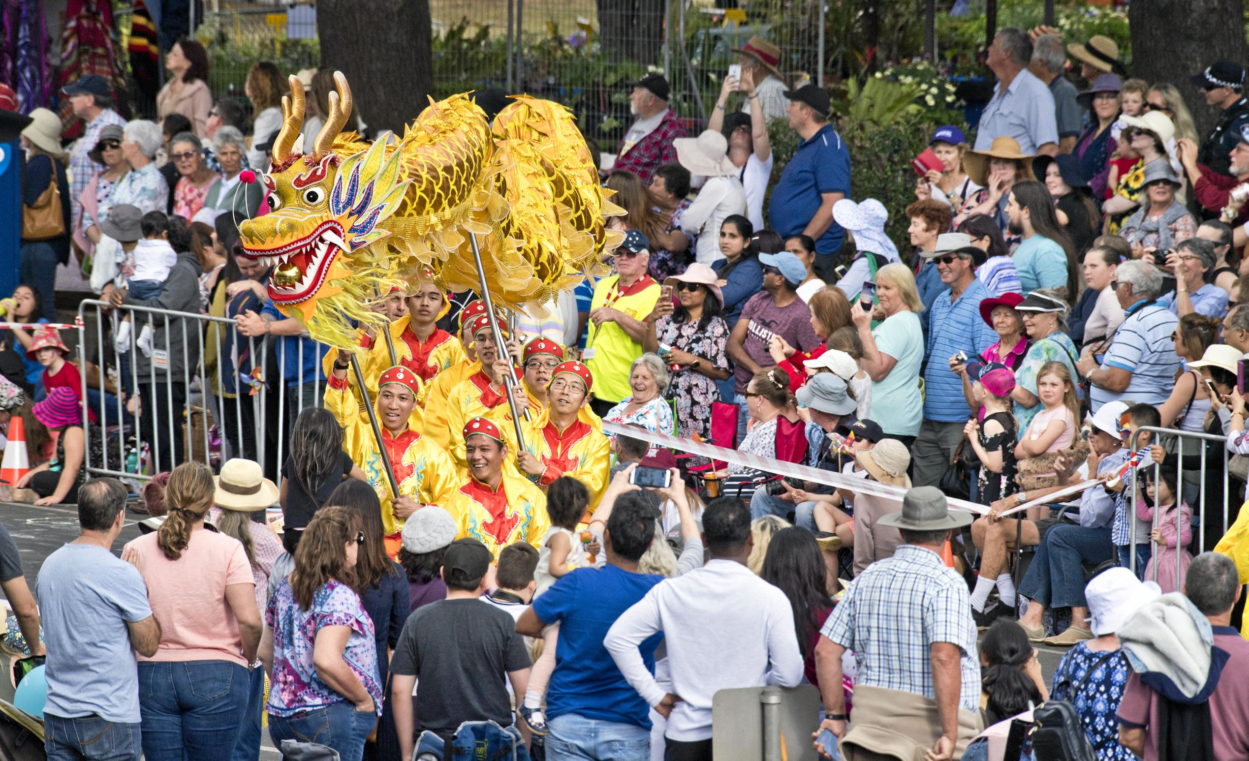 Falun Dafa entry in the 2019 Grand Central Floral Parade. Saturday, 21st Sep, 2019.