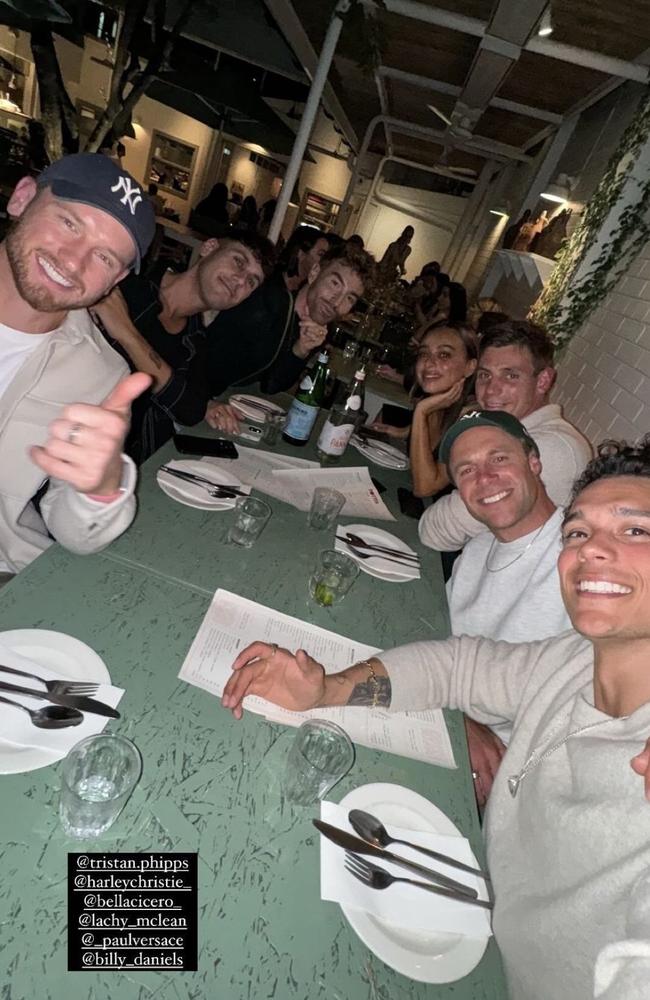 Made In Chelsea's Tristan Phipps and Miles Nazaire with cast of Sydney's Made in Bondi. Picture: Instagram