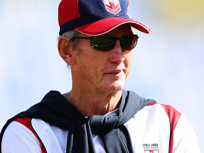 AUCKLAND, NEW ZEALAND - NOVEMBER 24:  Head coach Wayne Bennett looks on during the England Rugby League World Cup Semi Final Captain's Run at Mt Smart Stadium on November 24, 2017 in Auckland, New Zealand.  (Photo by Hannah Peters/Getty Images)