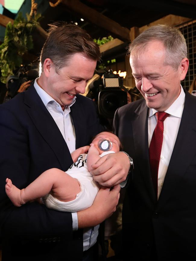 Mr Liddell even brought his then-4 week old baby daughter onto the campaign trail with Bill Shorten in 2019. Picture: Kym Smith