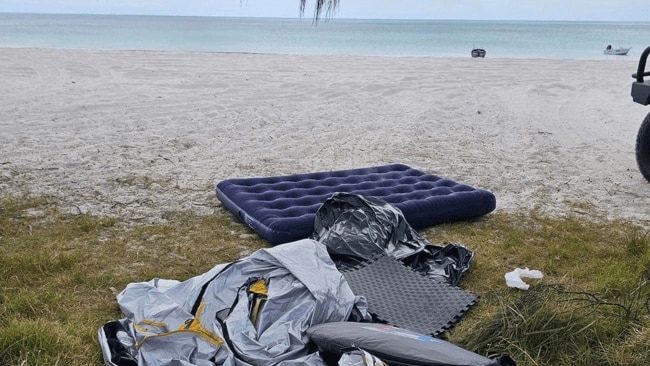 Rubbish left at a K'gari beach. Image: Yahoo News.