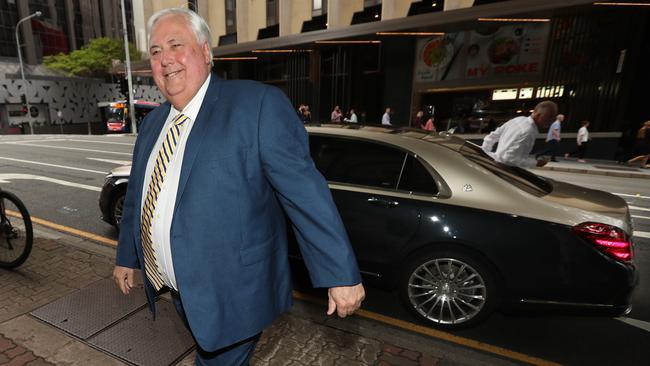 Clive Palmer arriving at the AEC’s declaration of Queensland senate nominations in Brisbane yesterday. Picture: Lyndon Mechielsen