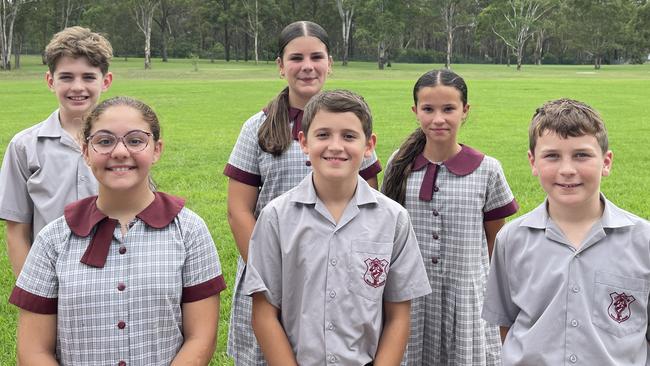 Chisholm Catholic Primary school captains Amelia Parkinson, Riley Horvath, Ruby Wilkins, Chloe Buttigieg, Timofei Kachan, and Jake Horsey. Picture: Supplied