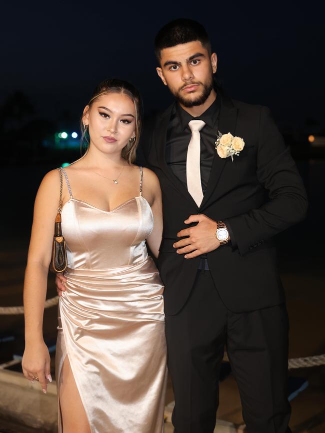 Naomi Wright and Abdulla Rajab at the Southport State High School Formal at SeaWorld. Picture, Portia Large.