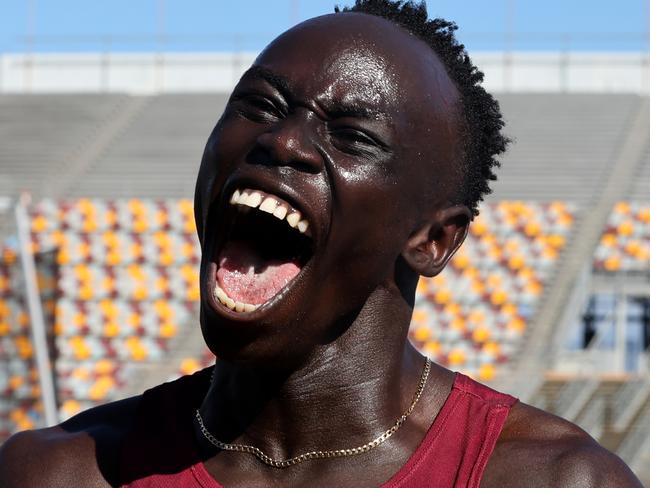 NATHAN AUSTRALIA Friday 6th December 2024 - Australian All Schools Championships at QSAC in Brisbane - Queenslands Gout Gout wins the u/18 100 metre mens final Picture David Clark