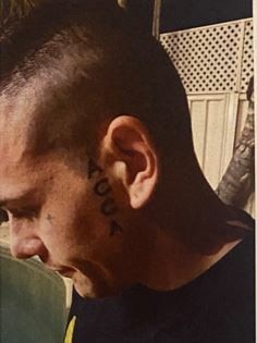 Comanchero bikie Ethan Ericson with ACCA tattooed on his face. Picture: supplied.