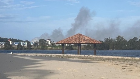 A large plume of smoke seen coming from a house fire at Miami on the Gold Coast. Picture: Facebook / Melissa Rossino.