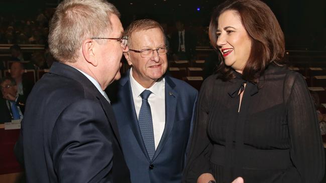 Premier Annastacia Palaszczuk with IOC President Thomas Bach and Australian Olympic chief John Coates