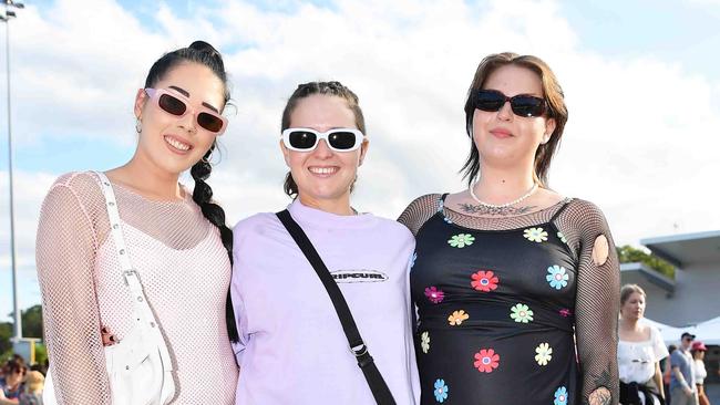 Amee Holder, Taneille Moore and Cathryn Friesacher at Groovin the Moo, Sunshine Coast 2023. Picture: Patrick Woods.