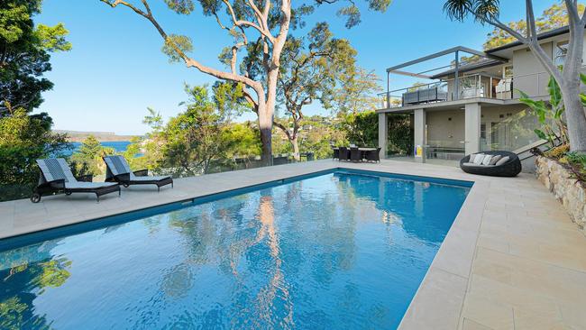 The pool and Sydney harbour views at 1 James Street, Mosman.