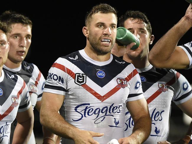 MACKAY, AUSTRALIA - SEPTEMBER 17:  James Tedesco of the Roosters looks on after a Sea Eagles try during the NRL Semi-Final match between the Manly Sea Eagles and the Sydney Roosters at BB Print Stadium on September 17, 2021 in Mackay, Australia. (Photo by Matt Roberts/Getty Images)