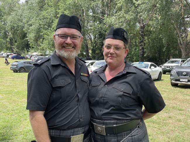 Rob and Lou Brown from Warragul RSL Pipes and Drums. Picture: Athos Sirianos