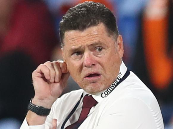 GOLD COAST, AUSTRALIA - JULY 19: United coach Carl Veart during the round 29 A-League match between the Brisbane Roar and Adelaide United at Cbus Super Stadium on July 19, 2020 in Gold Coast, Australia. (Photo by Chris Hyde/Getty Images)