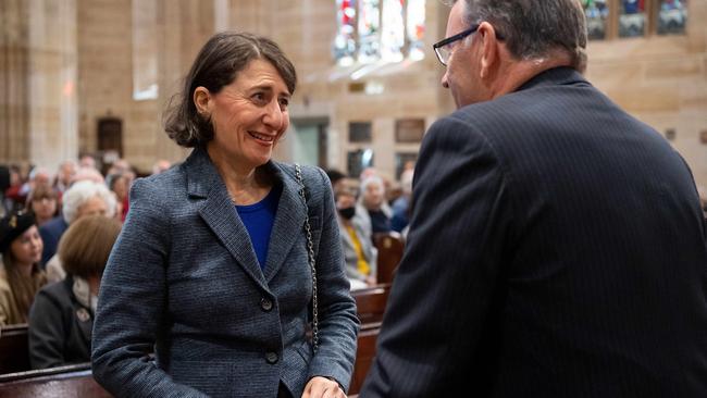 NSW Premier Gladys Berejiklian attended the packed out service to pay tribute to Prince Philip at St Andrew’s Anglican Cathedral in Sydney. Picture: Bianca De Marchi/NCA NewsWire