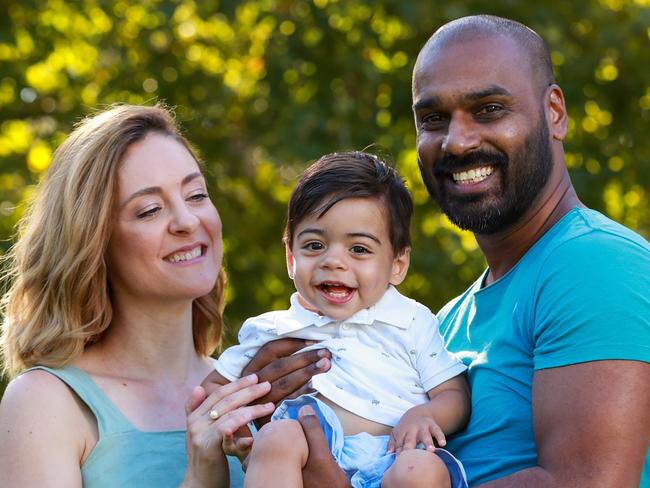 Laura Jones (37) and Jeremy Jones (40) met online and now have a 16 month old son Jaylen., , Picture: Justin Lloyd
