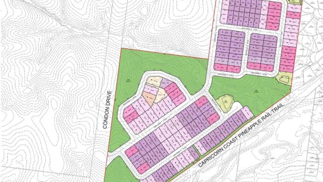 Map show site plan for 128-lot estate on Condon Drive, Yeppoon.