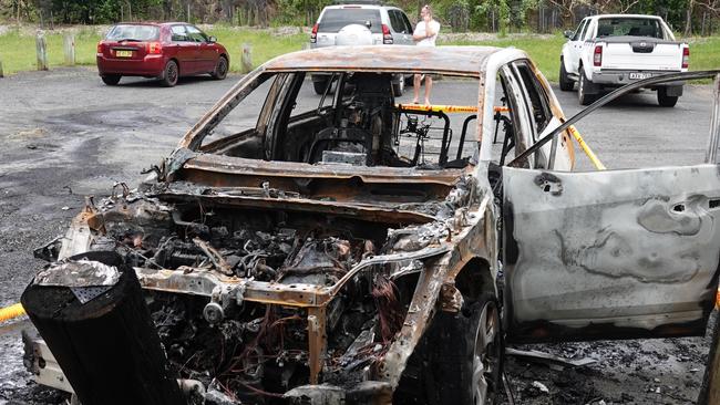 Roy Williamson by the family’s Toyota RAV4 which was stolen and destroyed by fire. Picture: Chris Knight