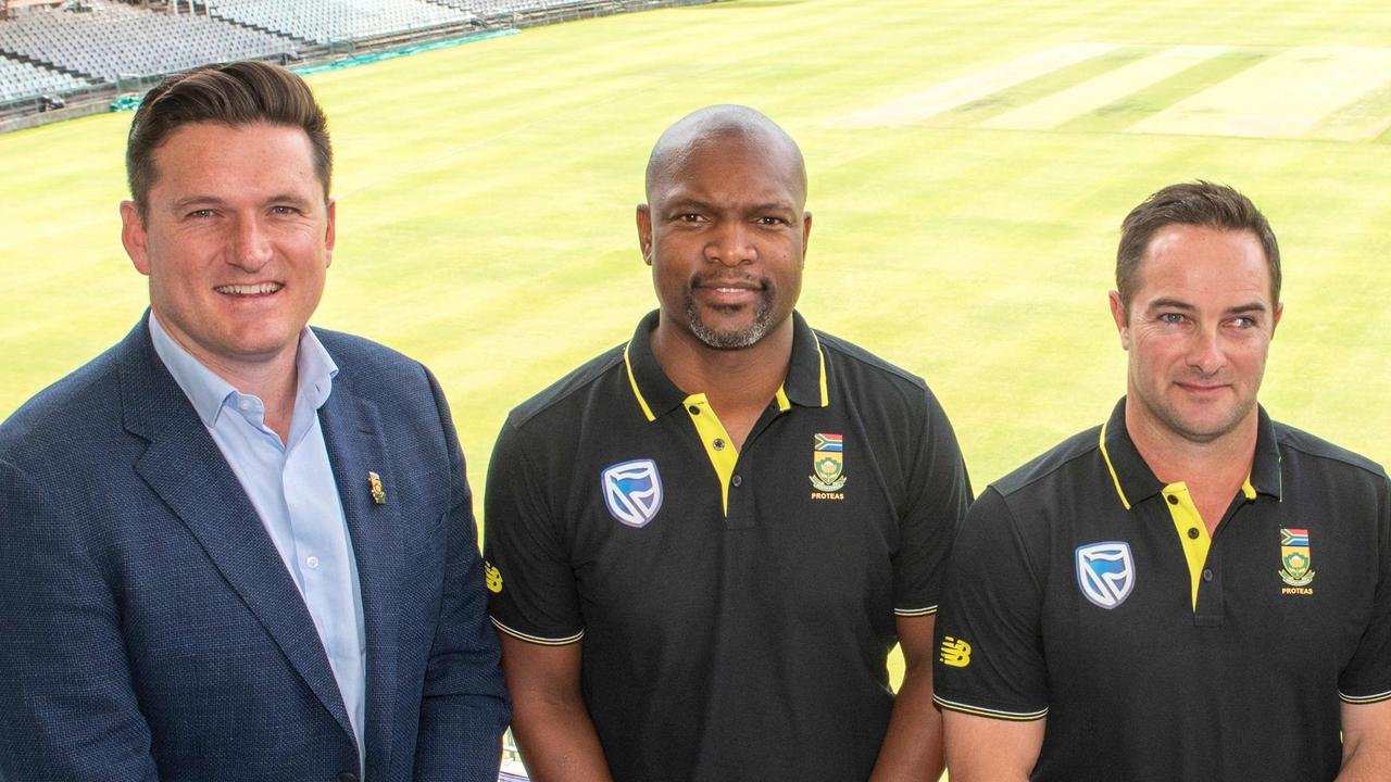 Graeme Smith, Enoch Nkwe and new South Africa coach Mark Boucher.