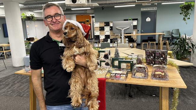 Woolworths CEO Brad Banducci and Juno, his three-year-old King Charles Cavalier cocker spaniel cross.