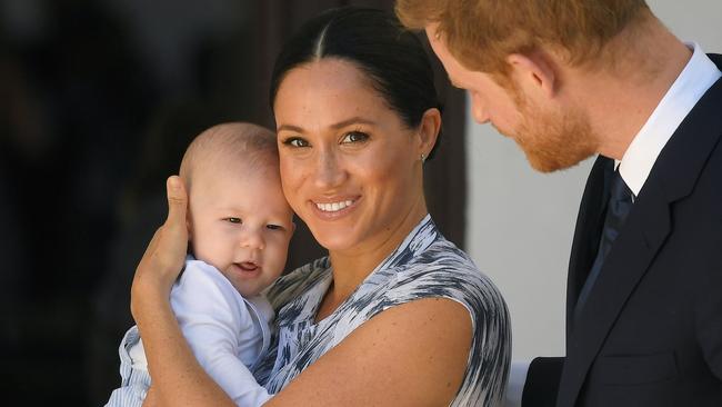 Prince Harry, Duke of Sussex, Meghan, Duchess of Sussex and their baby son Archie Mountbatten-Windsor during their royal tour of South Africa in September this year. Picture: Getty Images