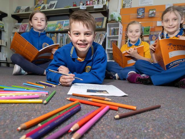 National Kids News Short story competition - VICTORIA winner. The following children are all from Preston PrimaryWinner K-2 category: Finn Christou-Lloydand Highly Commended students, Adeline Seddon, Gillian Goswell Ries and Rosie Madden. Picture: Tony Gough