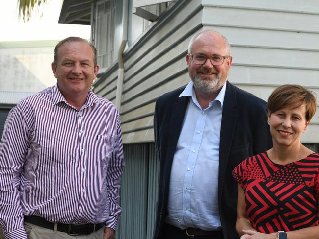 L-r: Federal candidate for Page Patrick Deegan, Shadow Assistant Minister for Communities and the Prevention of Family Violence, Hon Jenny McAllister, and fellow Labor Senator Hon Tim Ayers presenting funding for a broad spectrum of assistance workers for the Northern Rivers, here at Women Up North in Lismore. Picture Cath Piltz