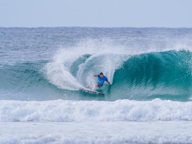 GOLD COAST, QUEENSLAND, AUSTRALIA - APRIL 26: Brent Dorrington of Australia surfs in the Final of the Trials at the Bonsoy Gold Coast Pro on April 26, 2024 at Gold Coast, Queensland, Australia. (Photo by Andrew Shield/World Surf League)