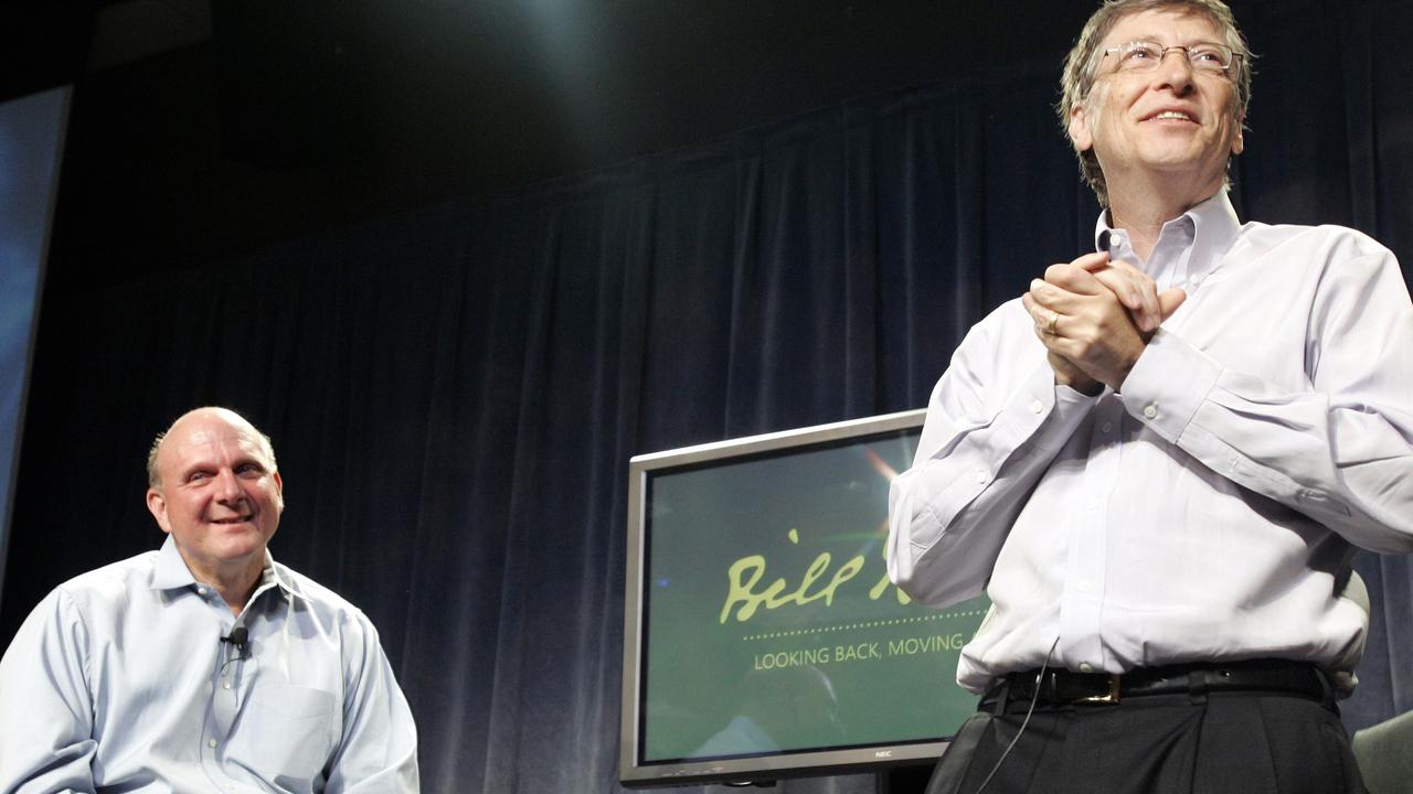 Steve Ballmer and Bill Gates in 2008 at a Microsoft event.