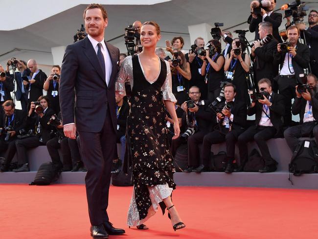 Michael Fassbender and Alicia Vikander arrives for the premiere of ‘The light between oceans’ during the 73rd Venice Film Festival on September 1, 2016. Picture: AP