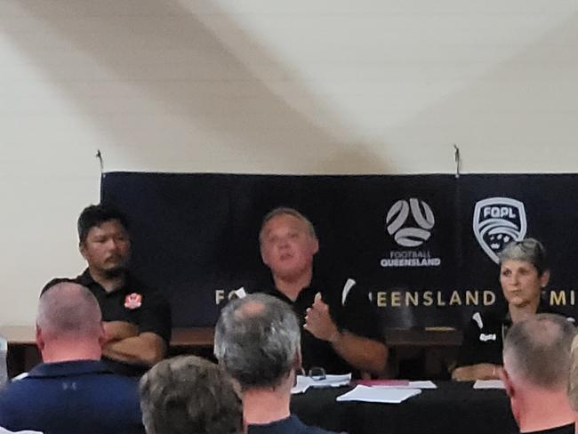 Angelo Cootes and Ian Grant fielding questions from the floor at the AGM. Picture: Matty Holdsworth