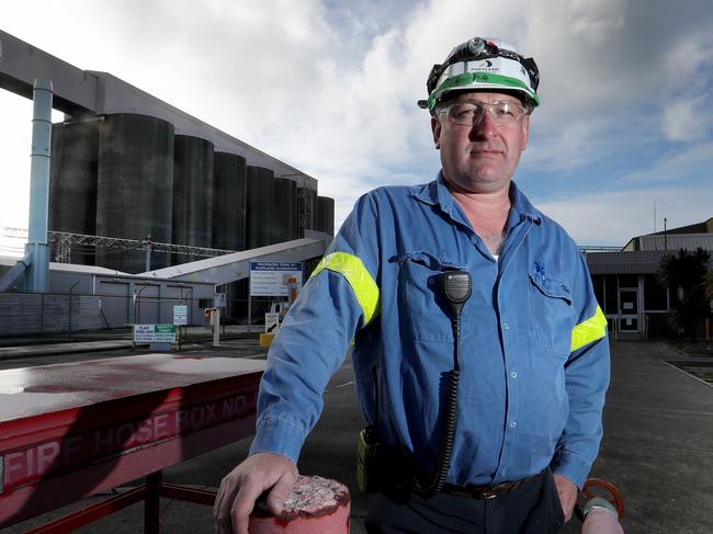 21/12/2016 Alcoa employee Mark Burridge outside the Alcoa Alluminium smelter in Portland Victoria. The community is worried about speculation the plant will close.Picture: David Geraghty / The Australian.