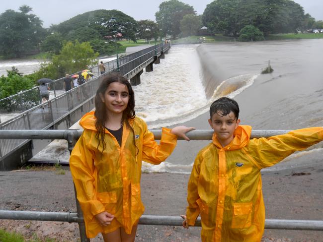 Ava, 10, and Mathias Watts, 8, at Aplins Weir. Picture: Evan Morgan