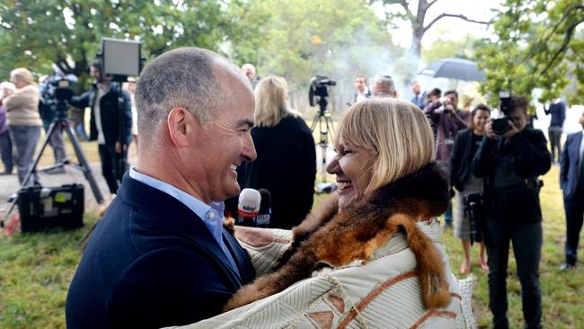 Deputy Premier James Merlino and Auntie Geraldine Atkinson. Picture: Andrew Henshaw/NCA NewsWire.