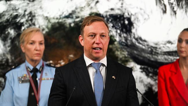 Queensland Premier Steven Miles provides an update on Tropical Cyclone Kirrily following a Queensland Disaster Management Committee meeting in January, 2024. Picture: NCA NewsWire/ Dan Peled