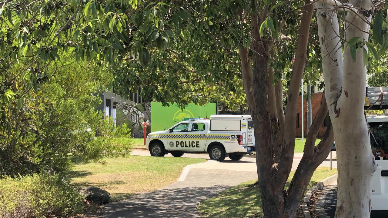 Police at Golden Grove High school after an assault on Monday. Picture: Shashi Baltutis