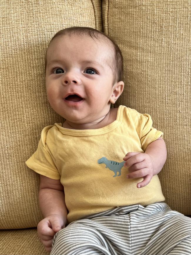 Carter Harrison. 2.5 months. He loves to giggle and smile at anyone that looks his way. He loves a good play and getting as many cuddles as possible.