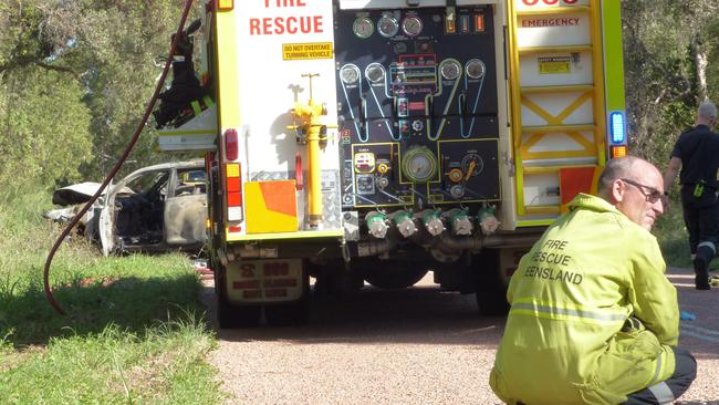 The aftermath of a crash on Goodsell Rd, Cungulla near Meehan Rd.