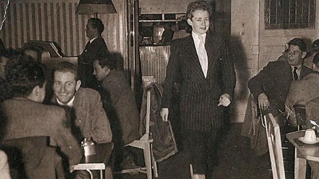 Val Eastwood at Val's Coffee Lounge, in Swanston St, Melbourne. Picture: Australian Queer Archives