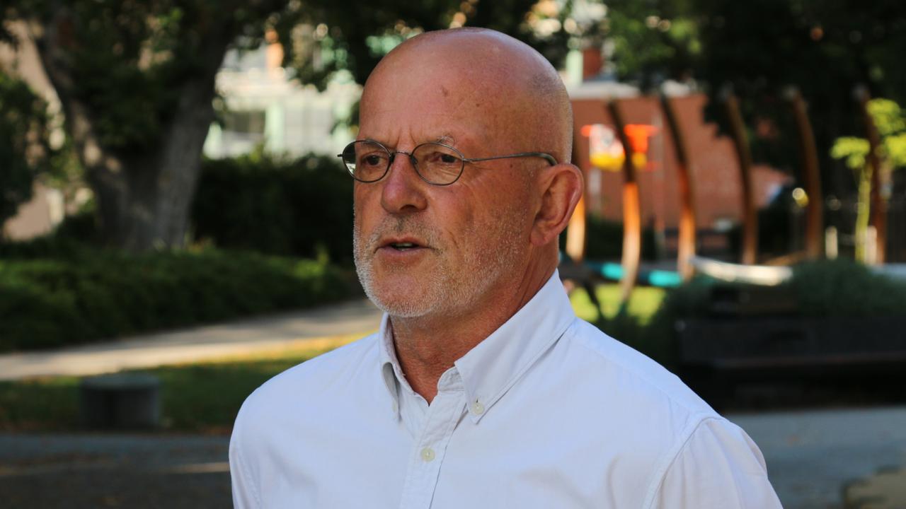 RACT chief advocacy officer Garry Bailey speaks to the media in Franklin Square in Hobart on Wednesday, March 17, 2022.