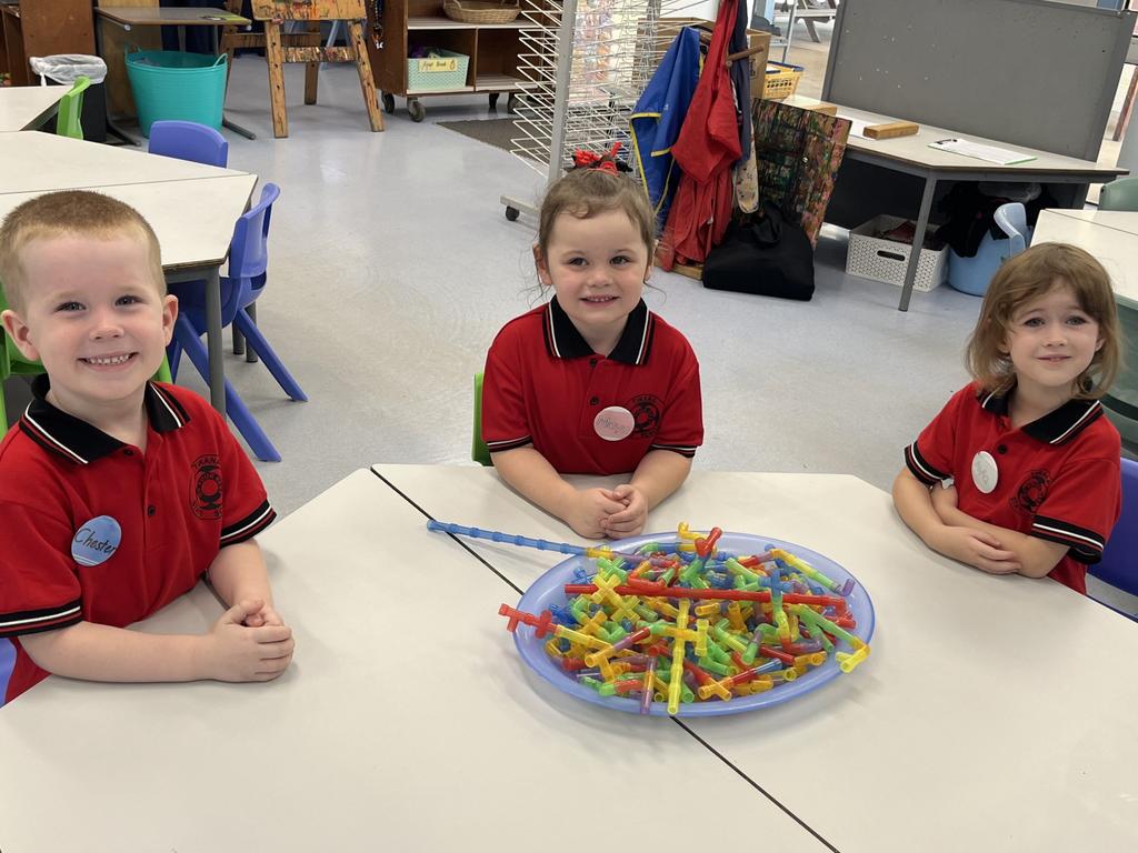 Chester, Maya and Lyla at Tinana State School for their first day of school.